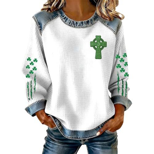 Women's Clover Tree Plant Print Crewneck Sweatshirt