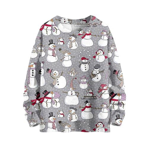Women's Christmas House Reindeer Print Crewneck Sweatshirt