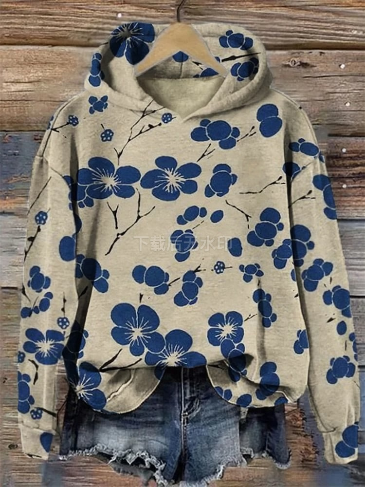 Women's Floral Petal Digital Print Hoodie