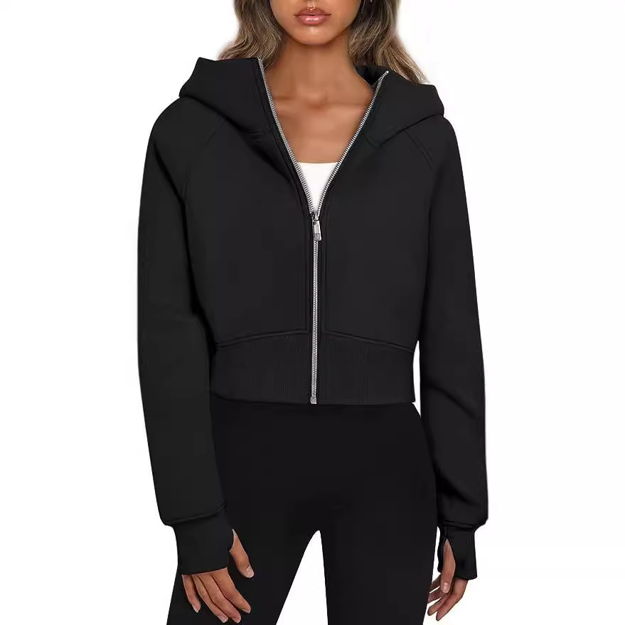Fleece-Lined Hooded Zip-Up Sweatshirt Jacket