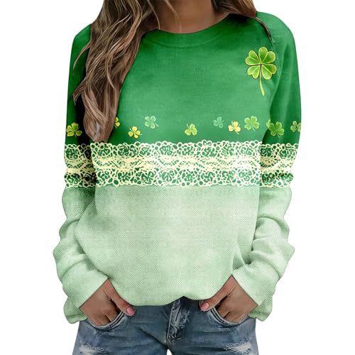 Women's Lucky Clover Floral Print Crewneck Sweatshirt