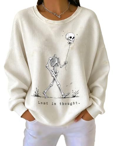 Women's Skull Floral Balloon Print Casual Sweatshirt