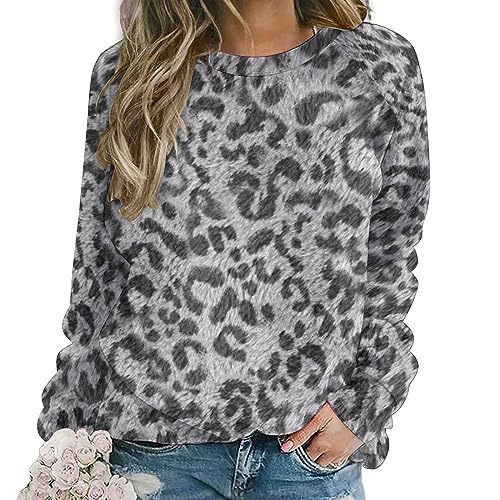 Women's Animal Polka Dot Leopard Print Crewneck Sweatshirt