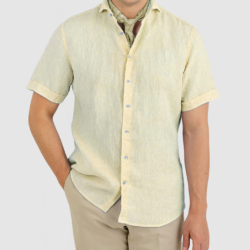 Gentleman's Daily Cotton Linen Short Sleeve Shirt-Comfort & Reliable