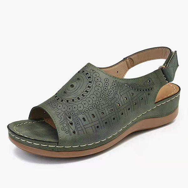 LAST DAY 50% OFF-Womens Casual Peep Toe Hollow Out  Wedges Arch Support Sandals-Comfort & Reliable