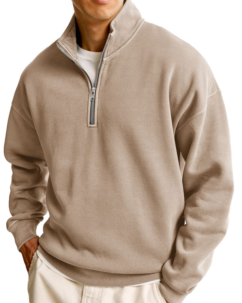Men's Fashionable Casual Half-Zip Stand Collar Long-Sleeved Sweatshirt-Comfort & Reliable