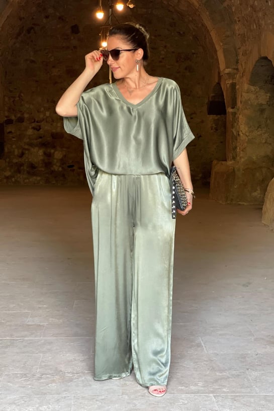 V-neck Satin Two-piece Suit(UK SIZE)-Comfort & Reliable