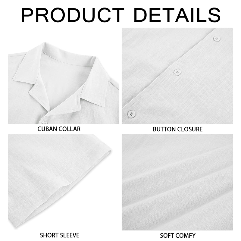 Men's Short Sleeve T-shirt Loose Sweatshirt Solid Button Cardigan Cotton Linen Shirt-Comfort & Reliable