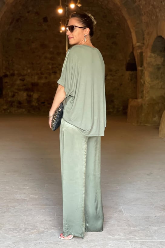 V-neck Satin Two-piece Suit(UK SIZE)-Comfort & Reliable