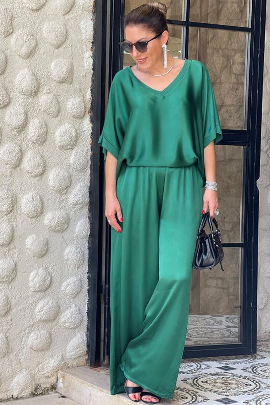 V-neck Satin Two-piece Suit(UK SIZE)-Comfort & Reliable