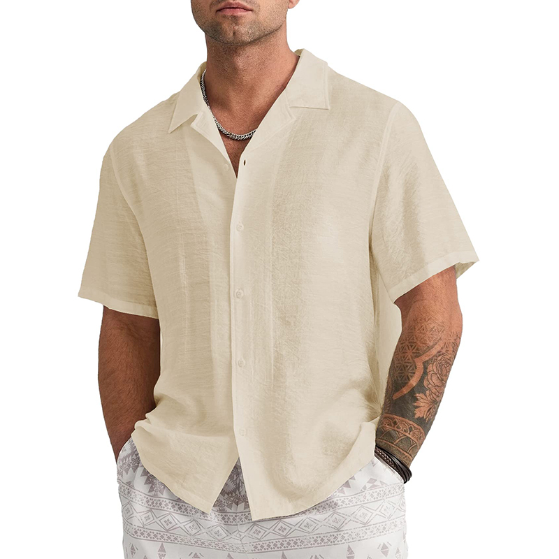 Men's Short Sleeve T-shirt Loose Sweatshirt Solid Button Cardigan Cotton Linen Shirt-Comfort & Reliable
