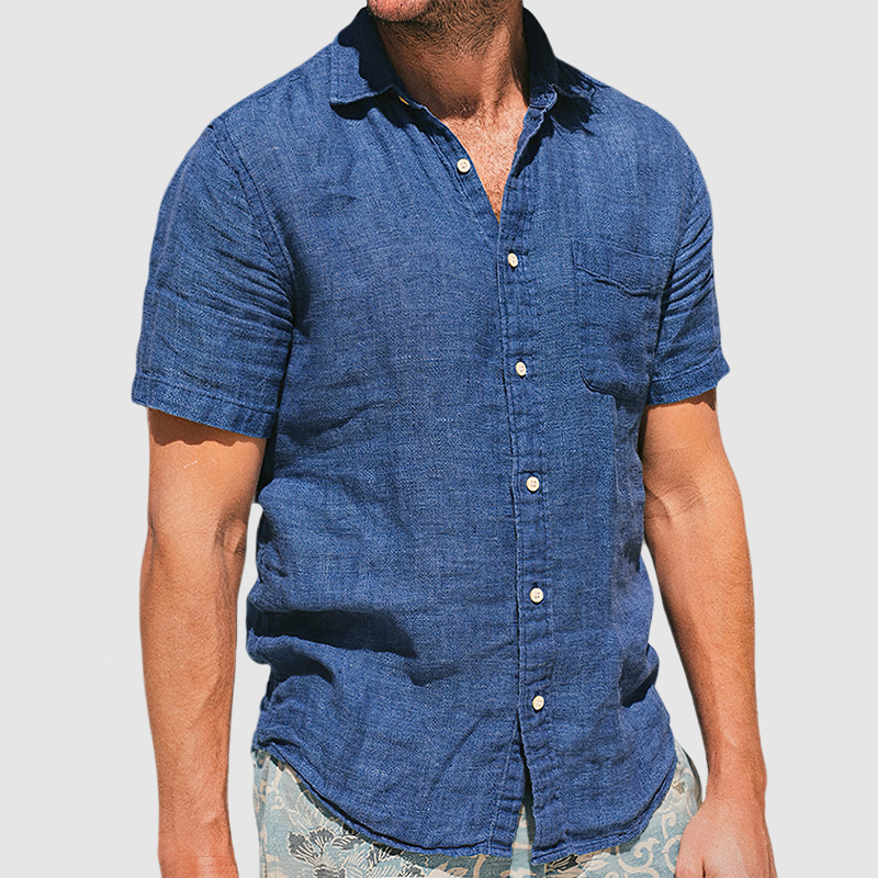 Gentleman's Vacation Soft Two-tone Cotton Linen Shirt-Comfort & Reliable