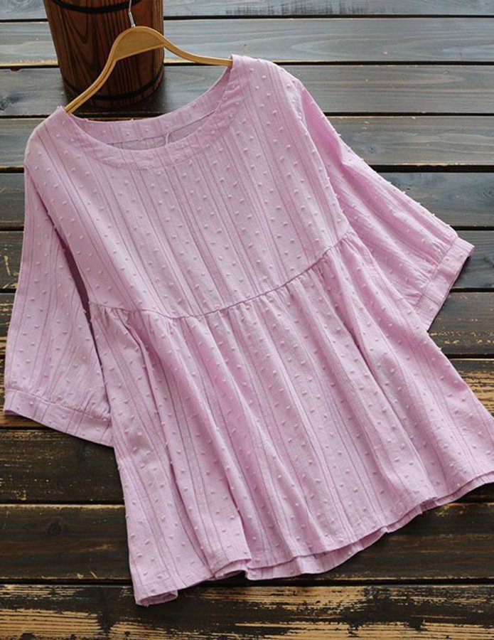 Women's Round Neck Pullover Casual Solid Color Short Sleeve T-shirt-Comfort & Reliable