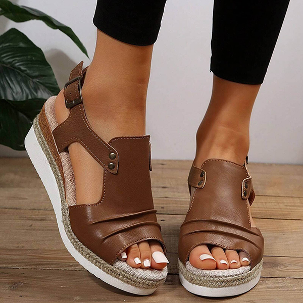 LAST DAY 50% OFF-2025 Womens Open Toe Ankle Strap Platform Orthopedic Wedge Sandals-Comfort & Reliable