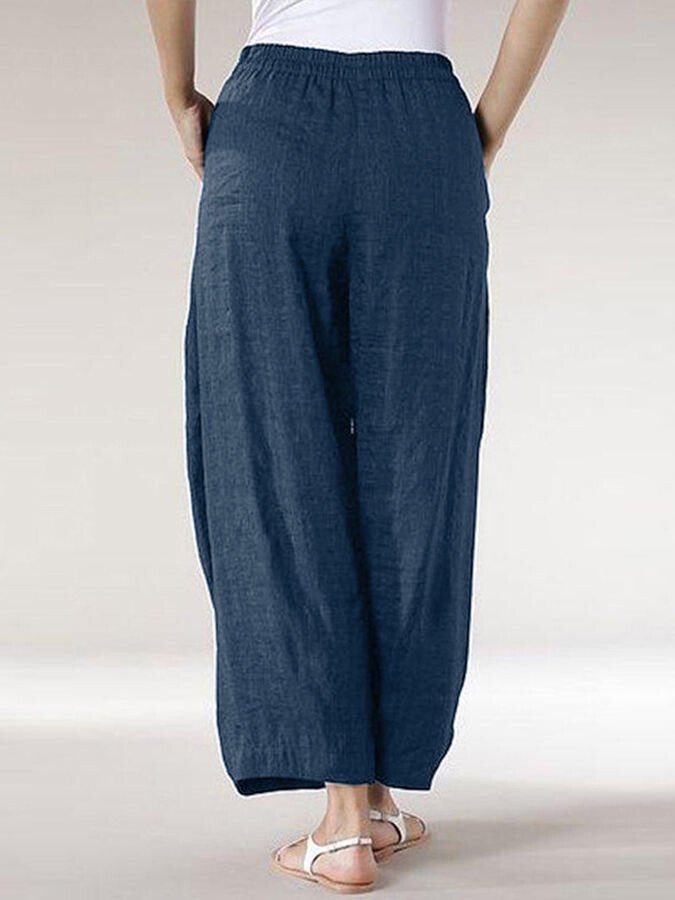 Women's Comfortable Cotton Linen Cropped Straight Casual Wide Leg Pants-Comfort & Reliable