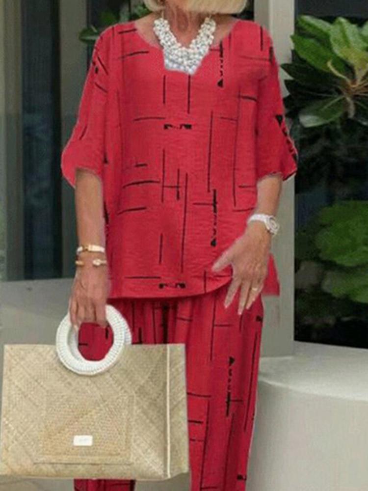 Round Neck Half Sleeve T-Shirt Casual Pants Women's Suits-Comfort & Reliable