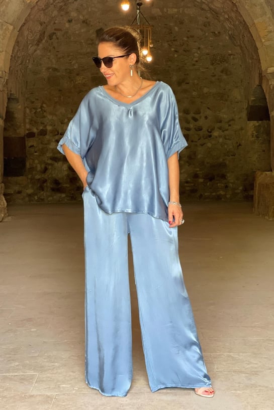 V-neck Satin Two-piece Suit(UK SIZE)-Comfort & Reliable