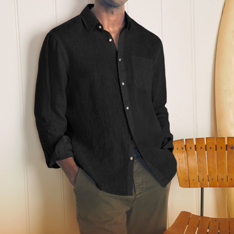 Gentleman's Casual Basic Cotton Linen Shirt-Comfort & Reliable