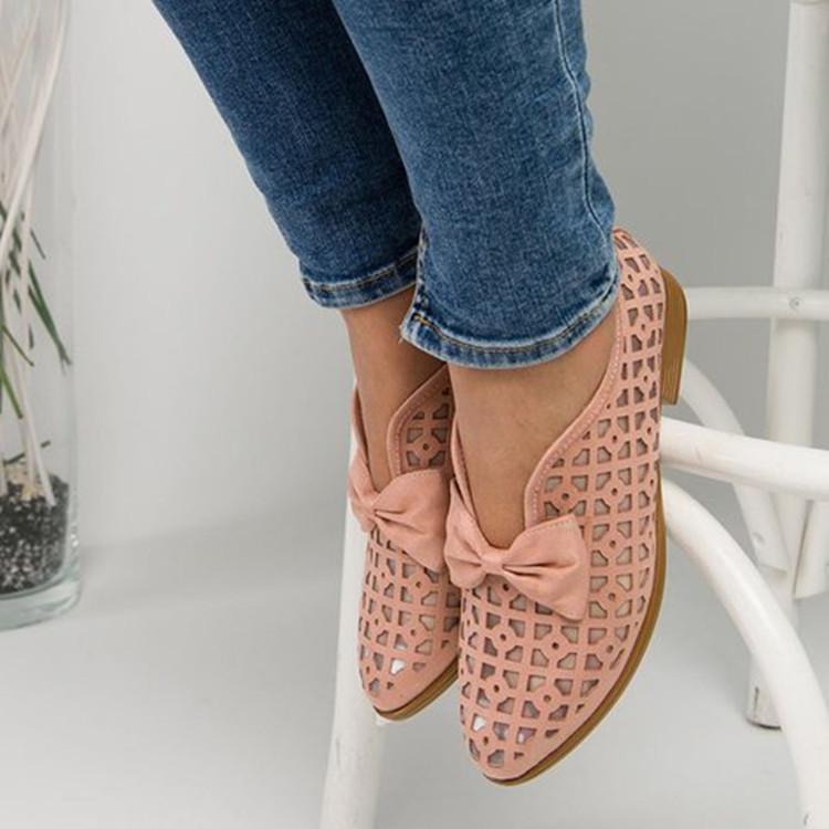 Hollow Bowknot Breathable Casual and comfortable Flat Shoes-Comfort & Reliable