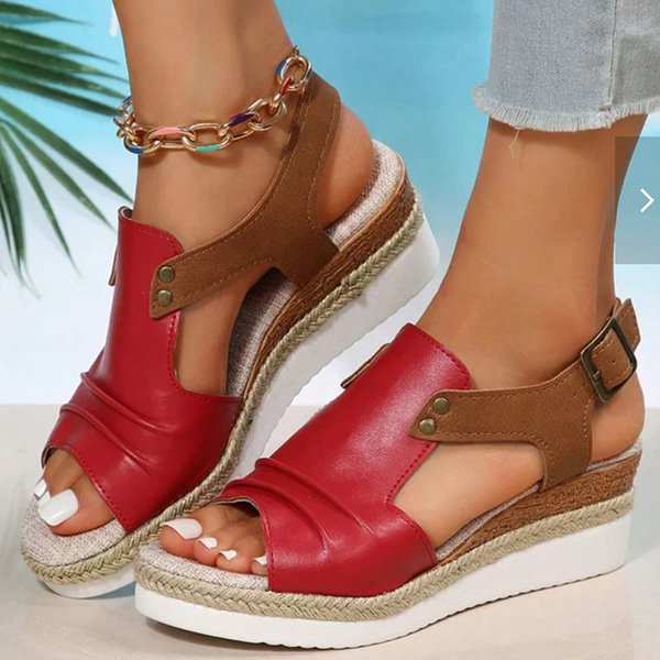 LAST DAY 50% OFF-2025 Womens Open Toe Ankle Strap Platform Orthopedic Wedge Sandals-Comfort & Reliable