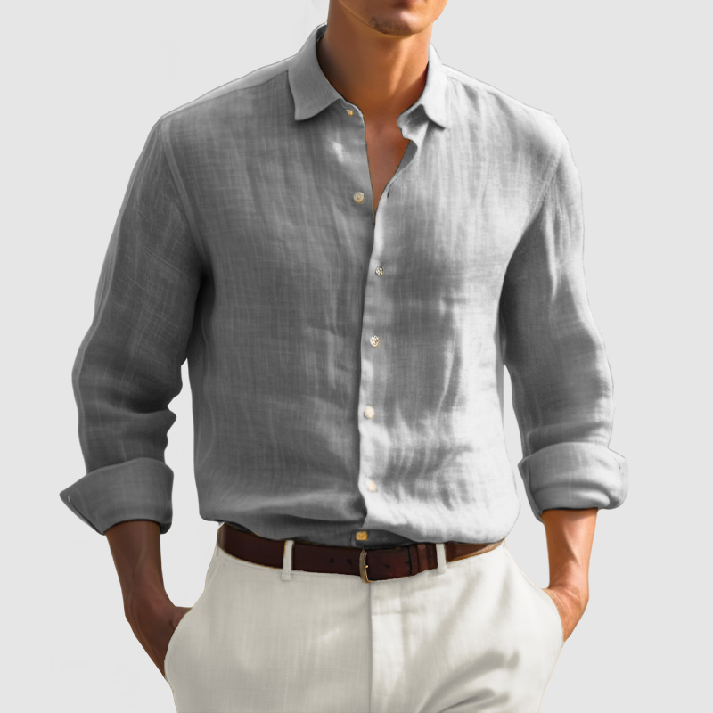 Gentleman Daily Basic Long Sleeve Cotton Linen Shirt-Comfort & Reliable