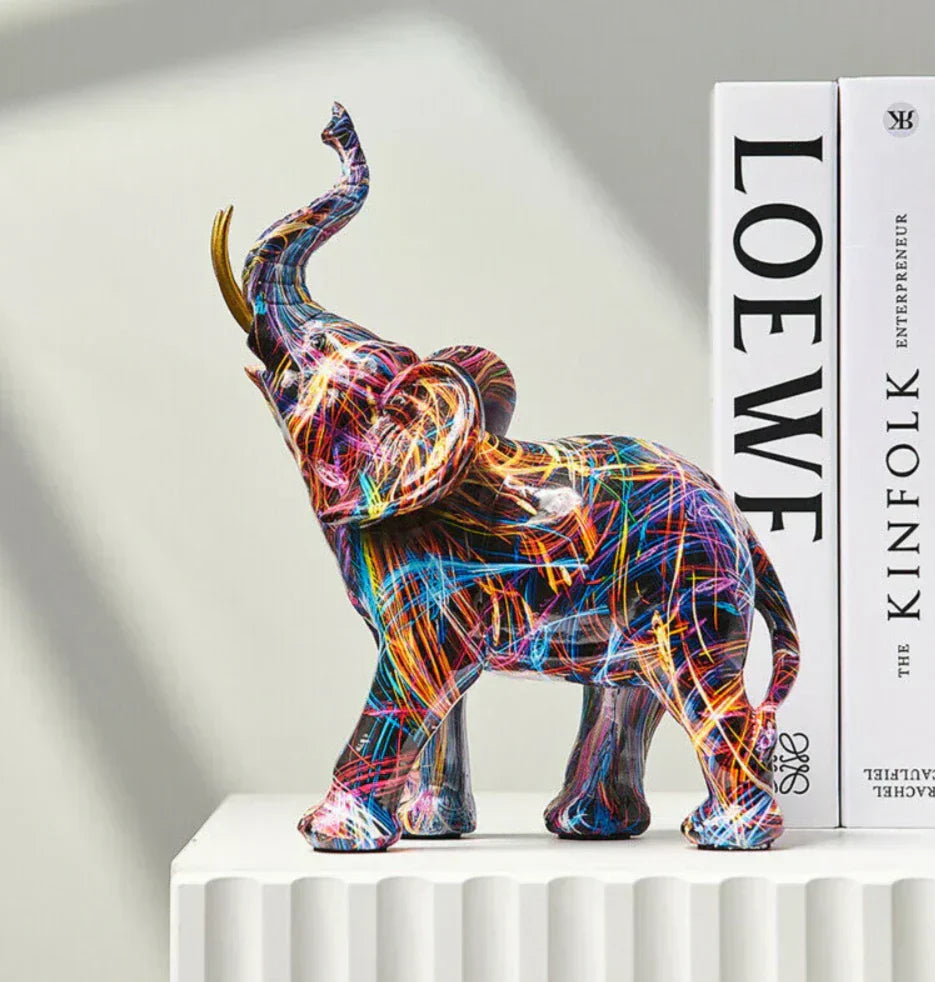 Artistic Elephant Sculpture with Graffiti Design-Comfort & Reliable