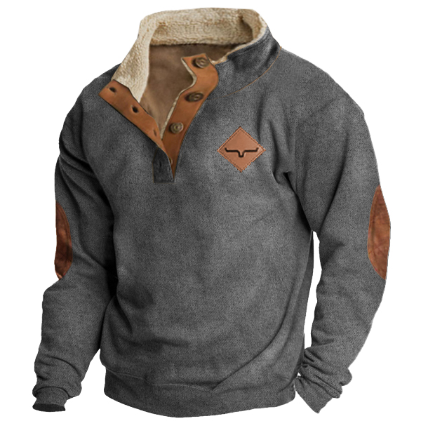Cowboy Aztec Men's Lapel Sweatshirt-Comfort & Reliable