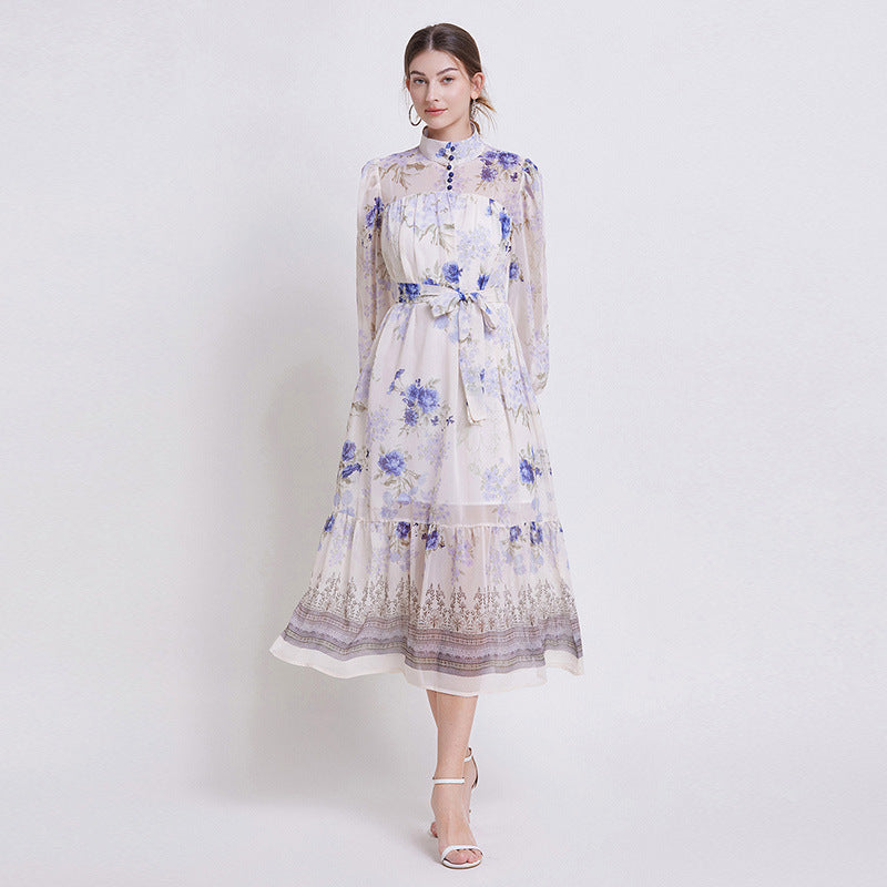 Elegant Floral Chiffon Dress Image 1