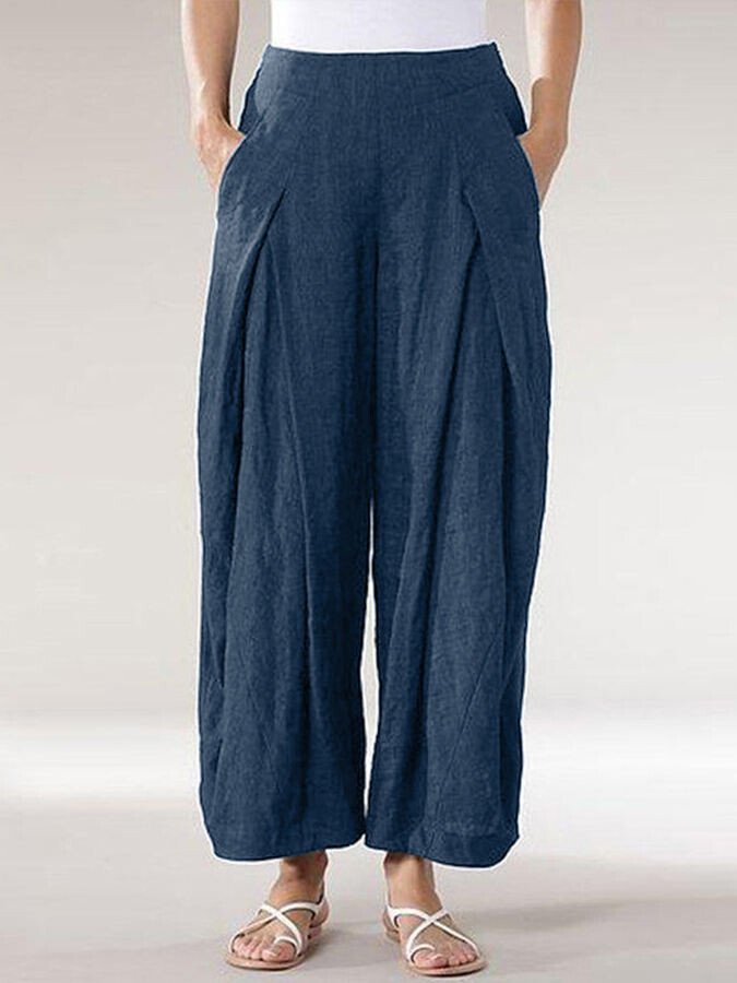 Women's Comfortable Cotton Linen Cropped Straight Casual Wide Leg Pants-Comfort & Reliable