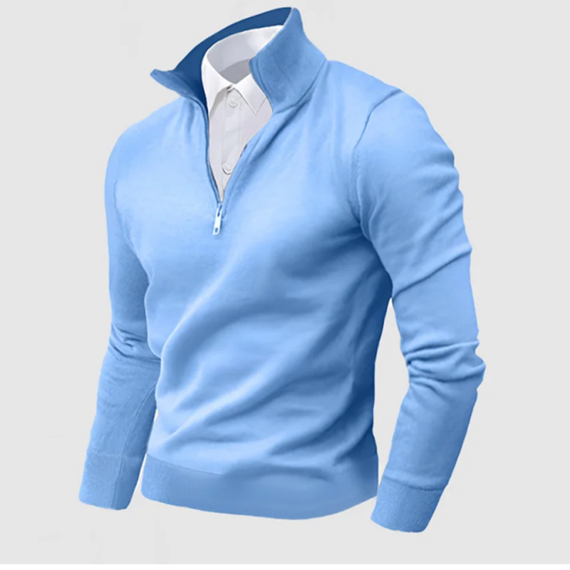 Gentleman's Business Three-Quarter Zip Sweater-Comfort & Reliable