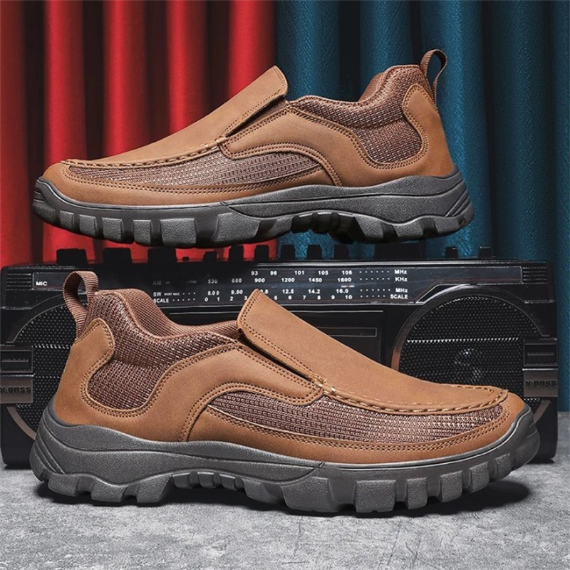 (Medical Certification) Men's Orthopedic Genuine Leather Shoes for Diabetics, Arch Support Hiking Shoes for Plantar Fasciitis-Comfort & Reliable