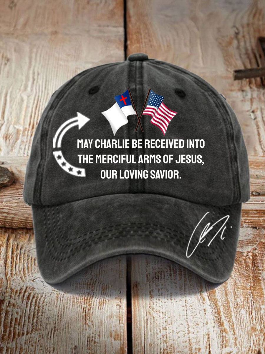 Unisex May Charlie be accepted into the compassionate arms of our loving Savior Jesus" Charlie Kirk signed commemorative Hat-Comfort & Reliable