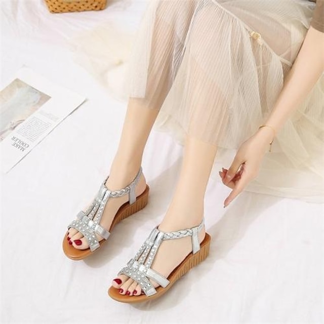 Women's Rhinestone Wedge Sandals-Comfort & Reliable