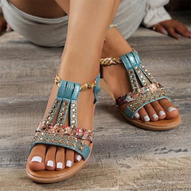 Women's Rhinestone Wedge Sandals-Comfort & Reliable