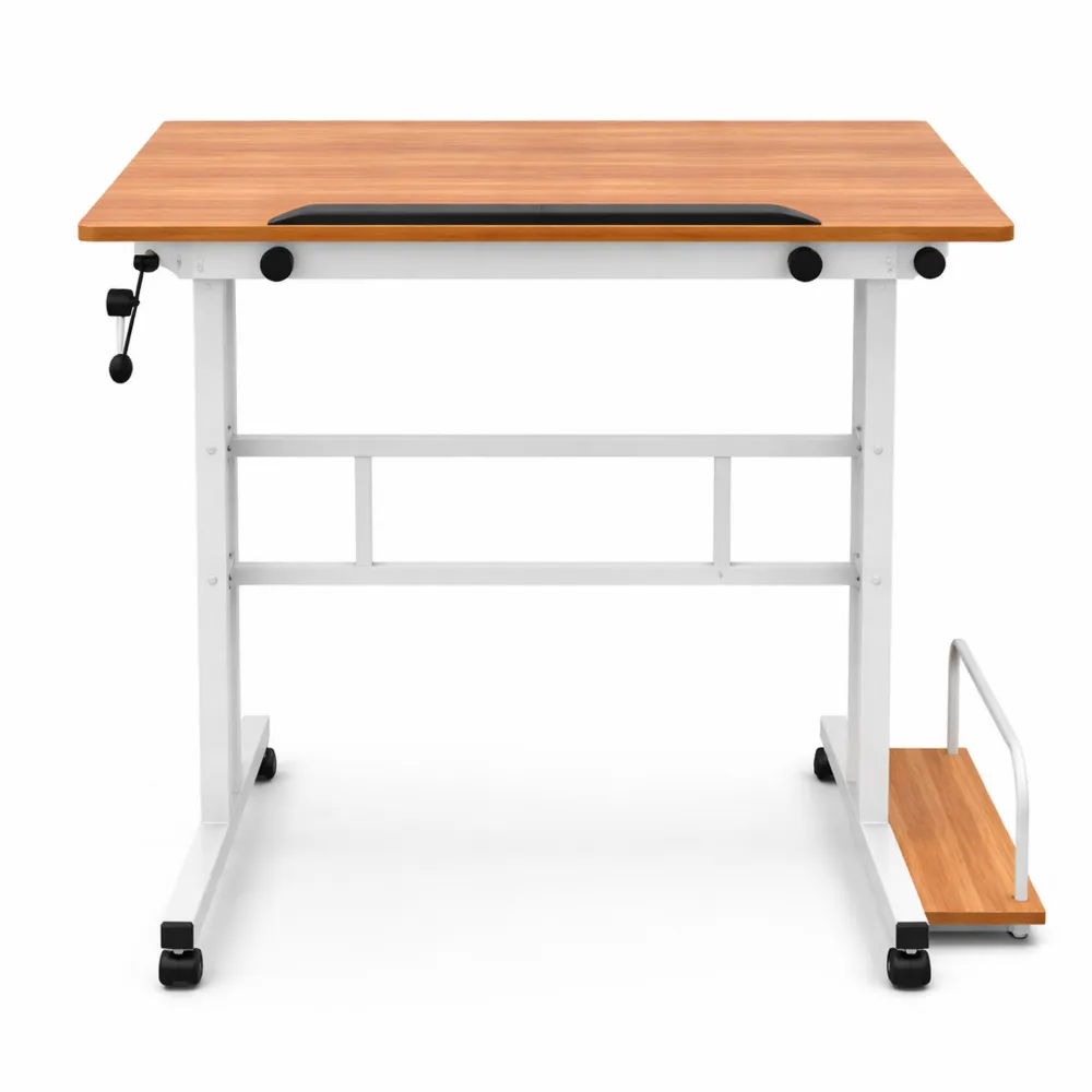 Bureau Informatique Mobile avec Tablette et Roulettes Freinées