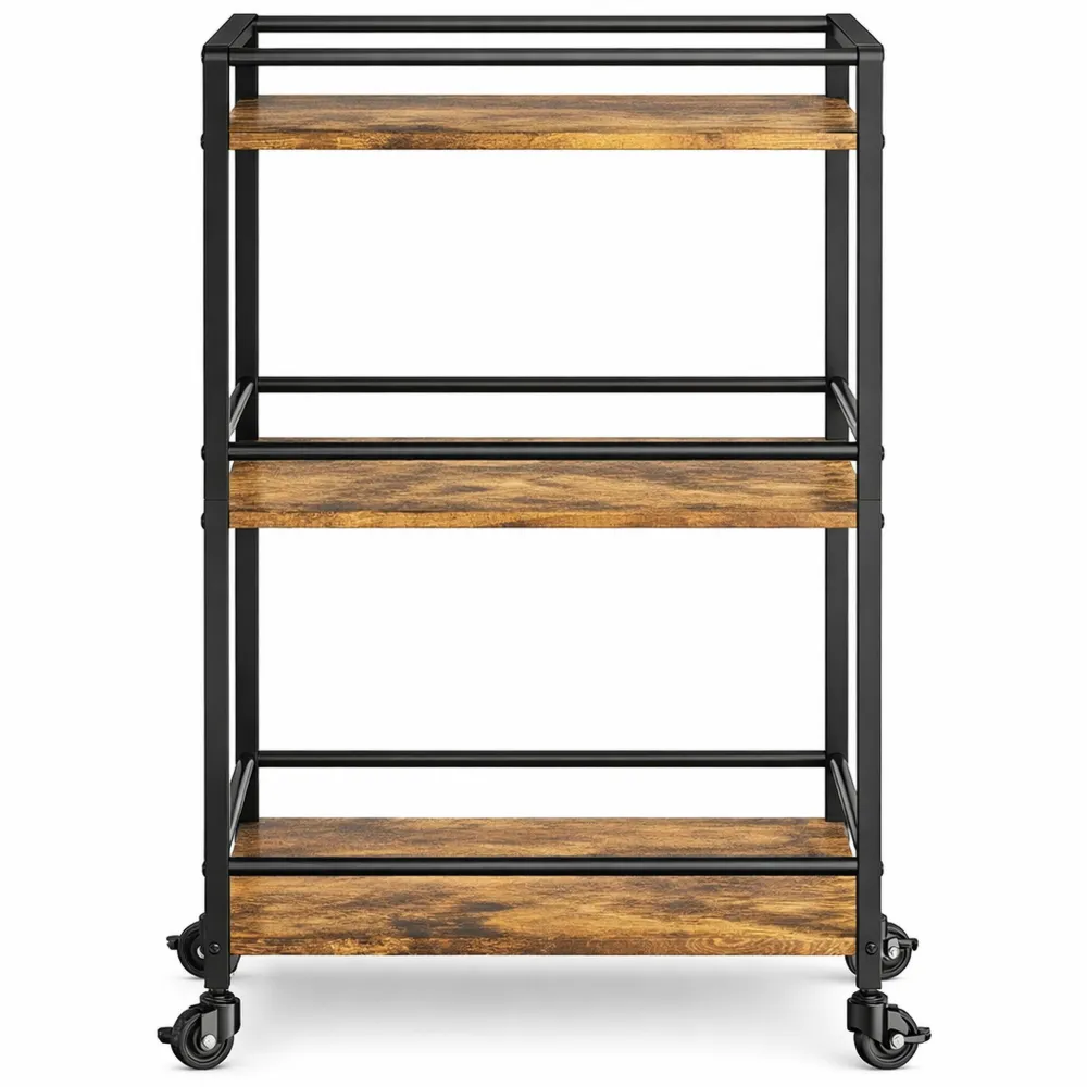 Chariot de service à 3 niveaux avec roulettes verrouillables