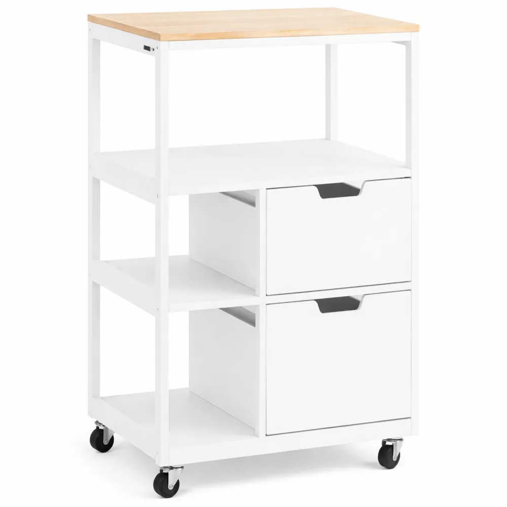 Chariot de Cuisine à Roulettes avec Rangement et Plan de Travail