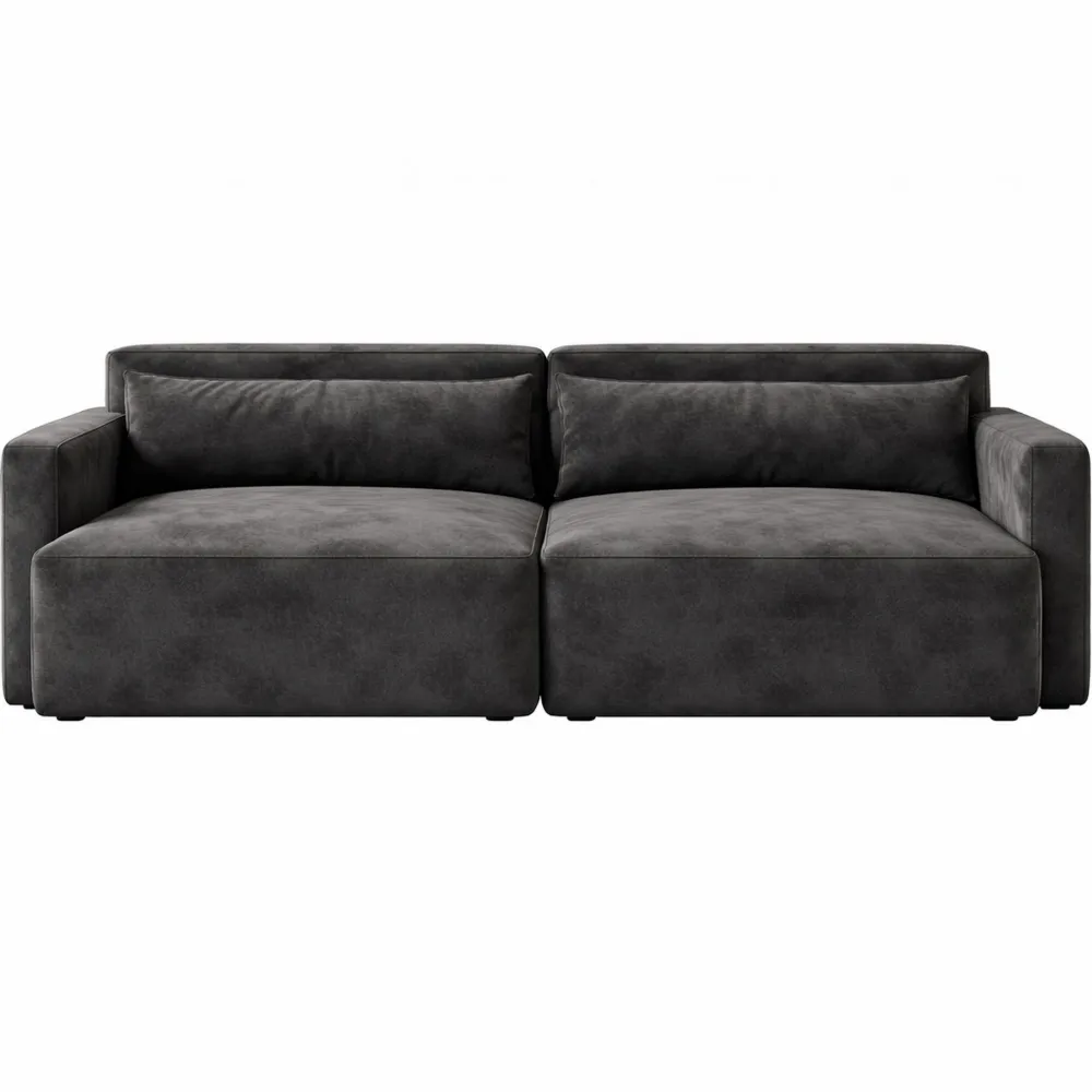 Canapé d'angle en microfibre noir modulable 270x170 cm