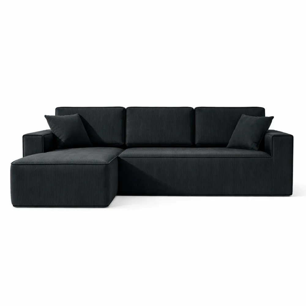 Canapé d'angle modulable en velours côtelé avec méridienne