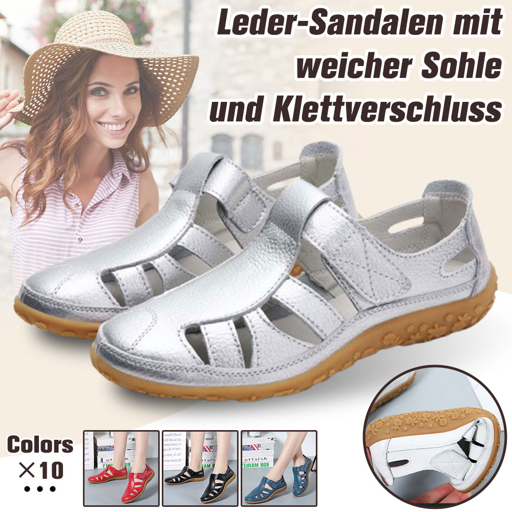  Atmungsaktive Ledersandalen mit Klettverschluss für Damen