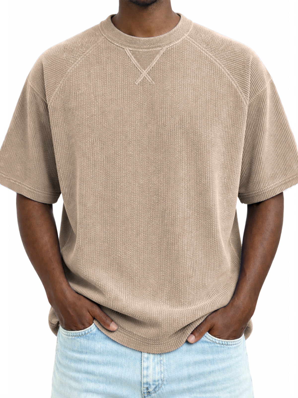 Klassisches Cord-T-Shirt mit Raglanärmeln