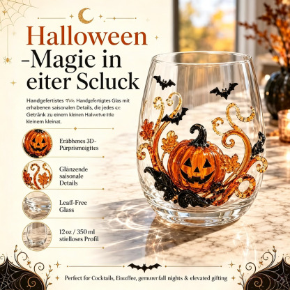🎃 3D-Halloween-Glaskollektion in Kunsthandwerksqualität | Für magische Halloween-Drinks, auffällige 3D-Details, leuchtende Party-Momente und gemütliches Herbst-Ambiente an der Hausbar