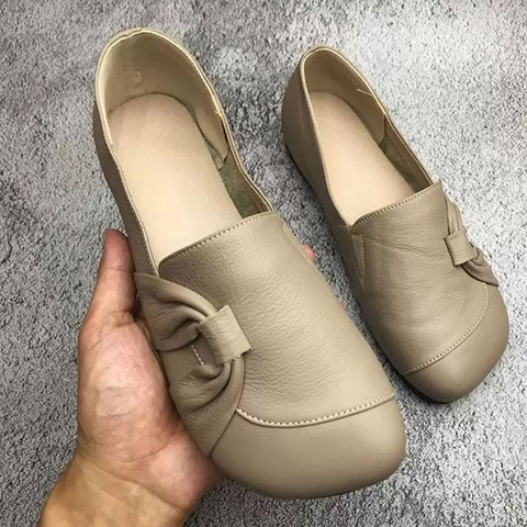Rutschfeste Damenschuhe aus Leder mit weicher Sohle