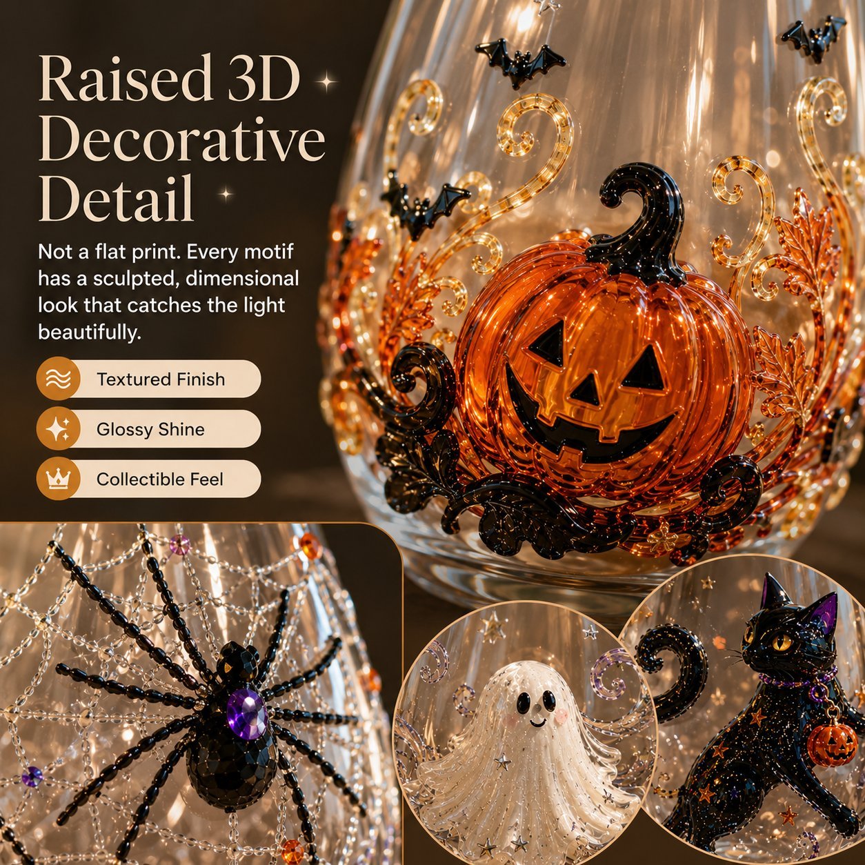 🎃 3D-Halloween-Glaskollektion in Kunsthandwerksqualität | Für magische Halloween-Drinks, auffällige 3D-Details, leuchtende Party-Momente und gemütliches Herbst-Ambiente an der Hausbar