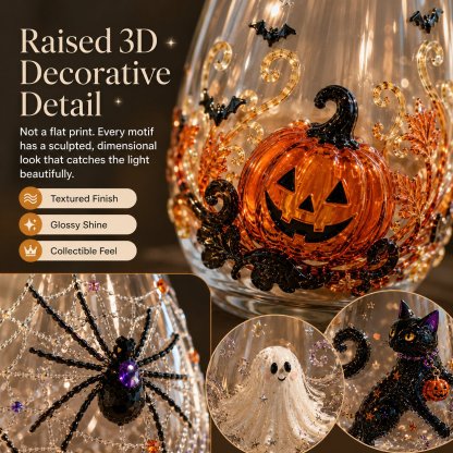 🎃 3D-Halloween-Glaskollektion in Kunsthandwerksqualität | Für magische Halloween-Drinks, auffällige 3D-Details, leuchtende Party-Momente und gemütliches Herbst-Ambiente an der Hausbar