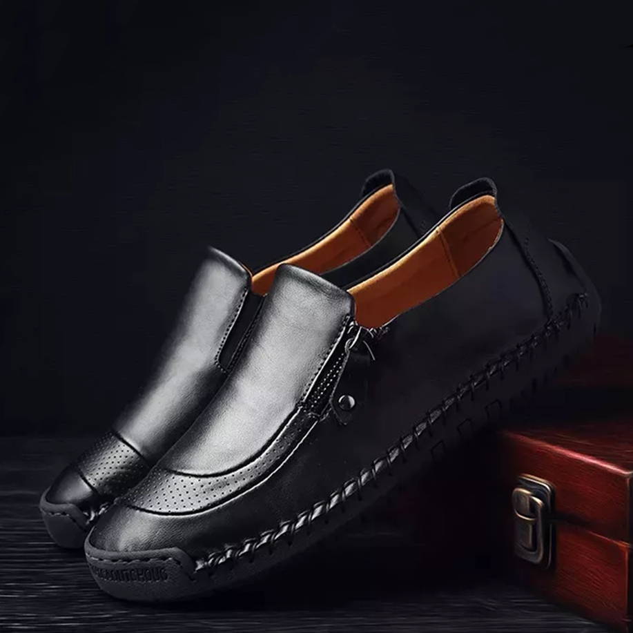 HANDGEFERTIGTE HERREN SEITE REISSVERSCHLUSS LÄSSIG BEQUEME LEDER SLIP ON LOAFERS-🔥75% RABATT🔥