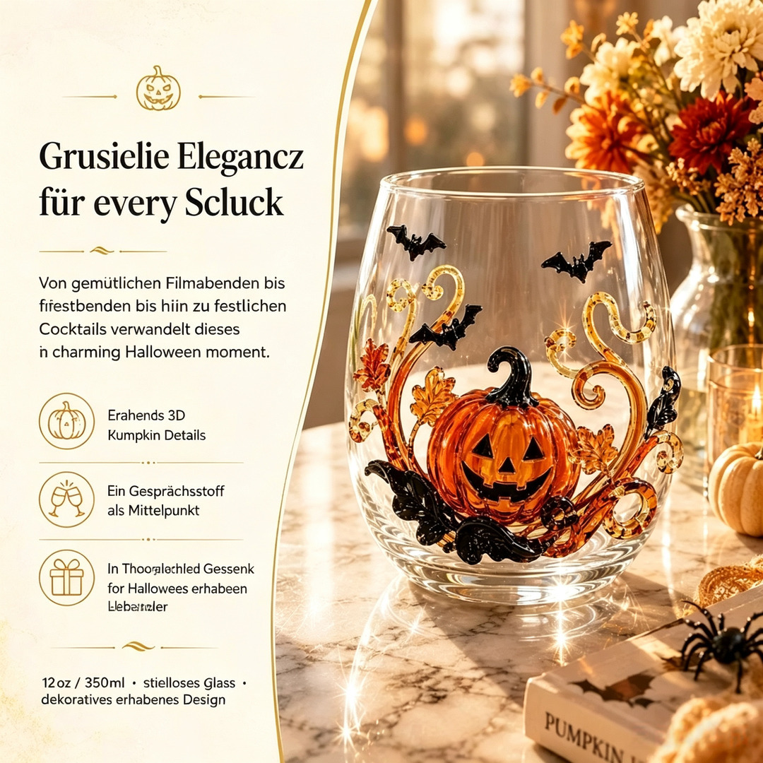 🎃 3D-Halloween-Glaskollektion in Kunsthandwerksqualität | Für magische Halloween-Drinks, auffällige 3D-Details, leuchtende Party-Momente und gemütliches Herbst-Ambiente an der Hausbar