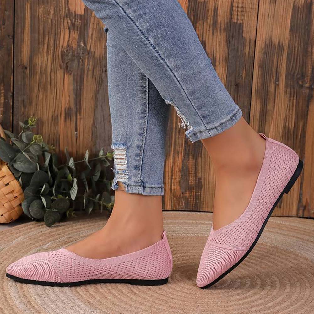  Atmungsaktive Strick-Flats für Damen mit spitzer Zehenpartie