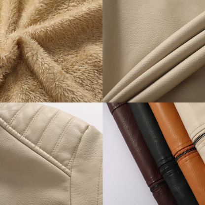  Neue samtwarme Lederjacke mit Kapuze für Herren im Herbst und Winter