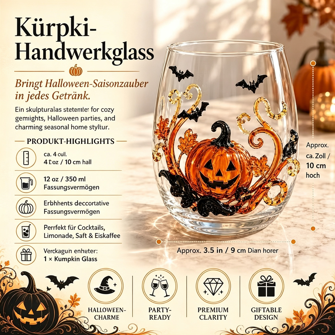 🎃 3D-Halloween-Glaskollektion in Kunsthandwerksqualität | Für magische Halloween-Drinks, auffällige 3D-Details, leuchtende Party-Momente und gemütliches Herbst-Ambiente an der Hausbar